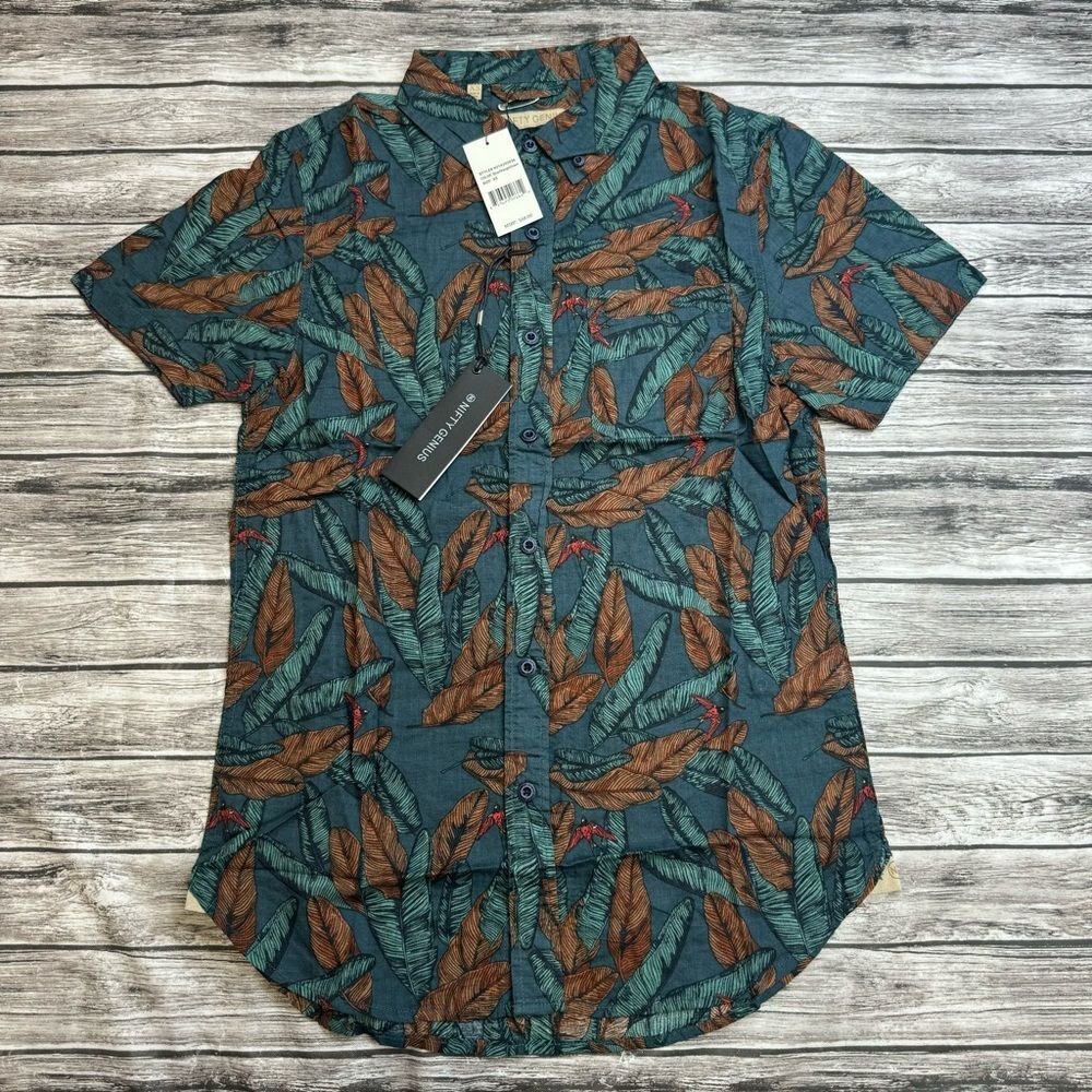 Men's Nifty Genius XS Tropical Bird Print Button Up Shirt NWT Casual